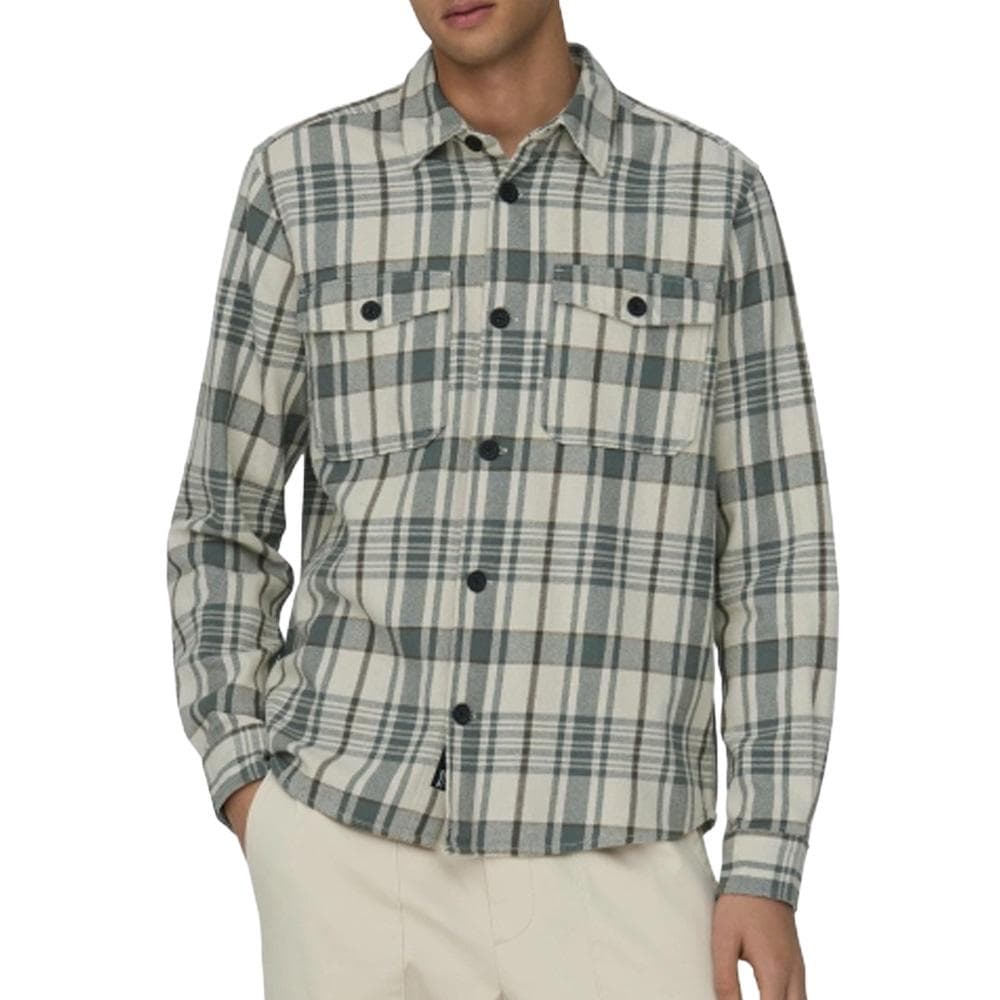 Chemise Beige/Verte Homme Only & Sons Milo 1