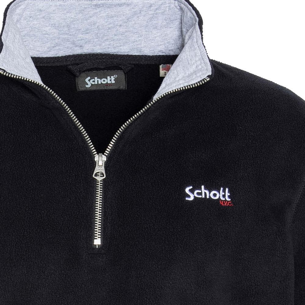 Sweat Polaire Noir Homme Schott Half Zipped 3
