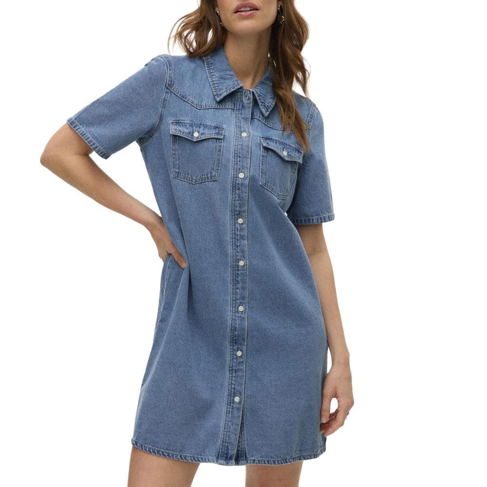 Robe en Jean Bleu Femme Vero Moda Austin 2/4 1
