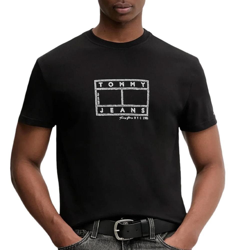 T-shirt Noir Homme Tommy Hilfiger Tjm Reg Center Flag 1