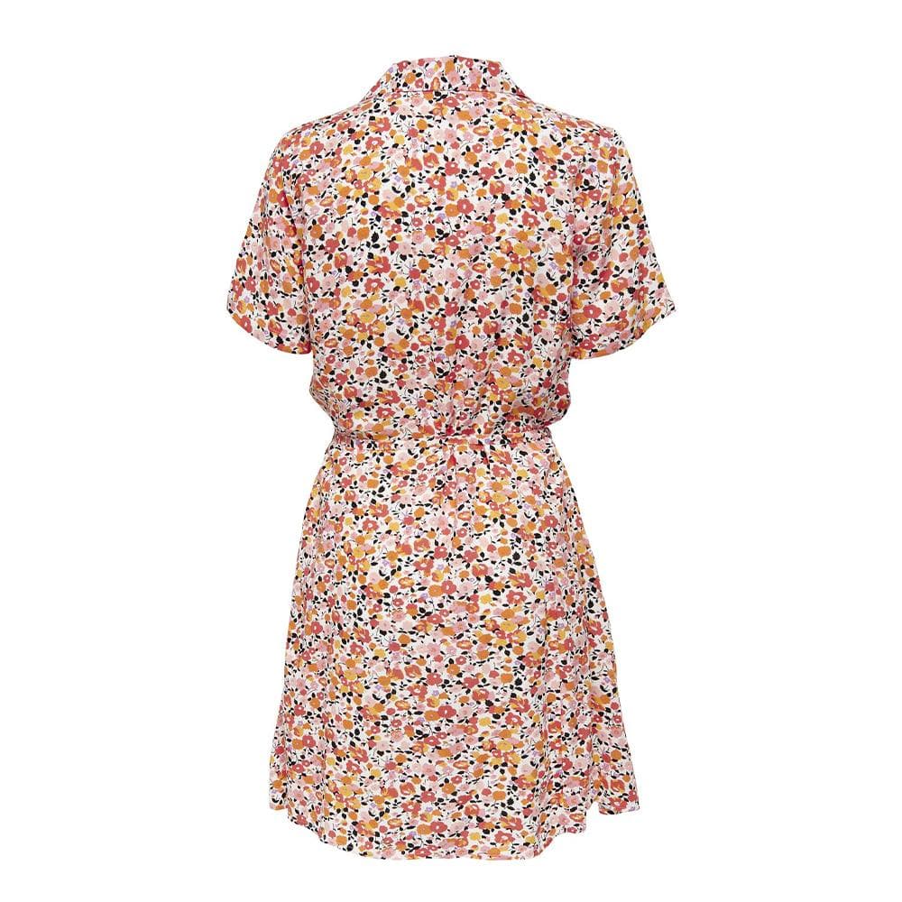 Robe Blanche/Orange à fleurs Femme JDY Starr 2