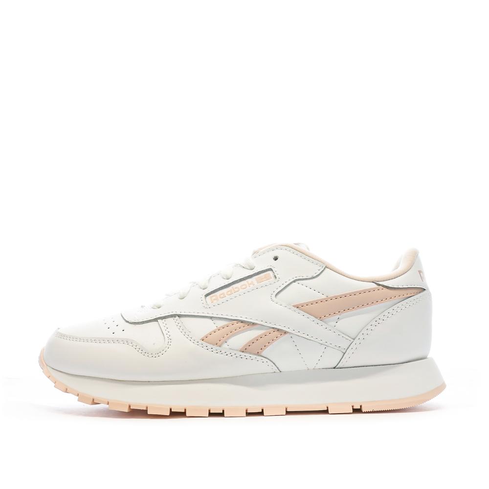 Baskets Blanches/Roses Femme Reebok Classic Leather 1
