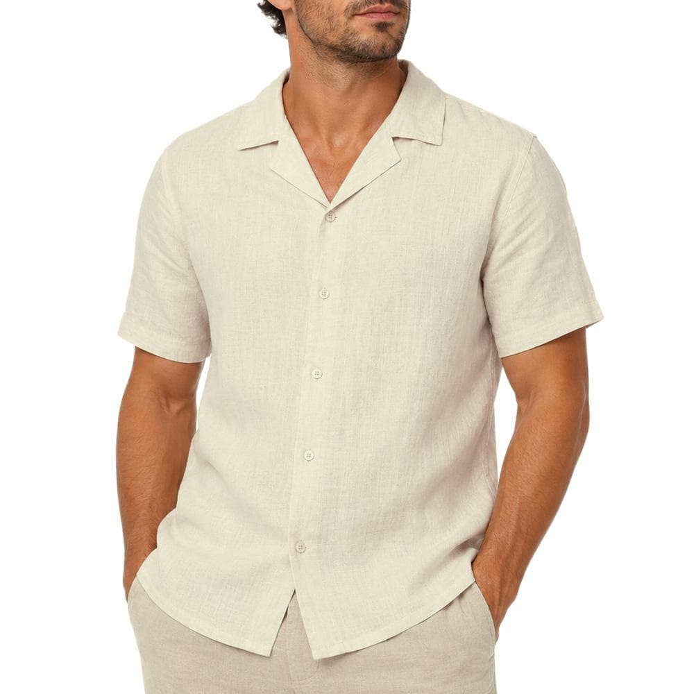 Chemise Beige Homme Paname Brothers Lin Ficelle 1