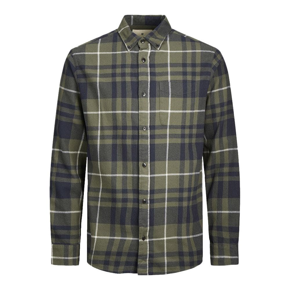 Chemise Kaki/Marine à Motifs Homme Jack & Jones Brook Check 1