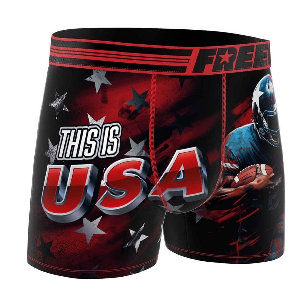 Boxer Noir/Rouge Homme Freegun Football USA 1