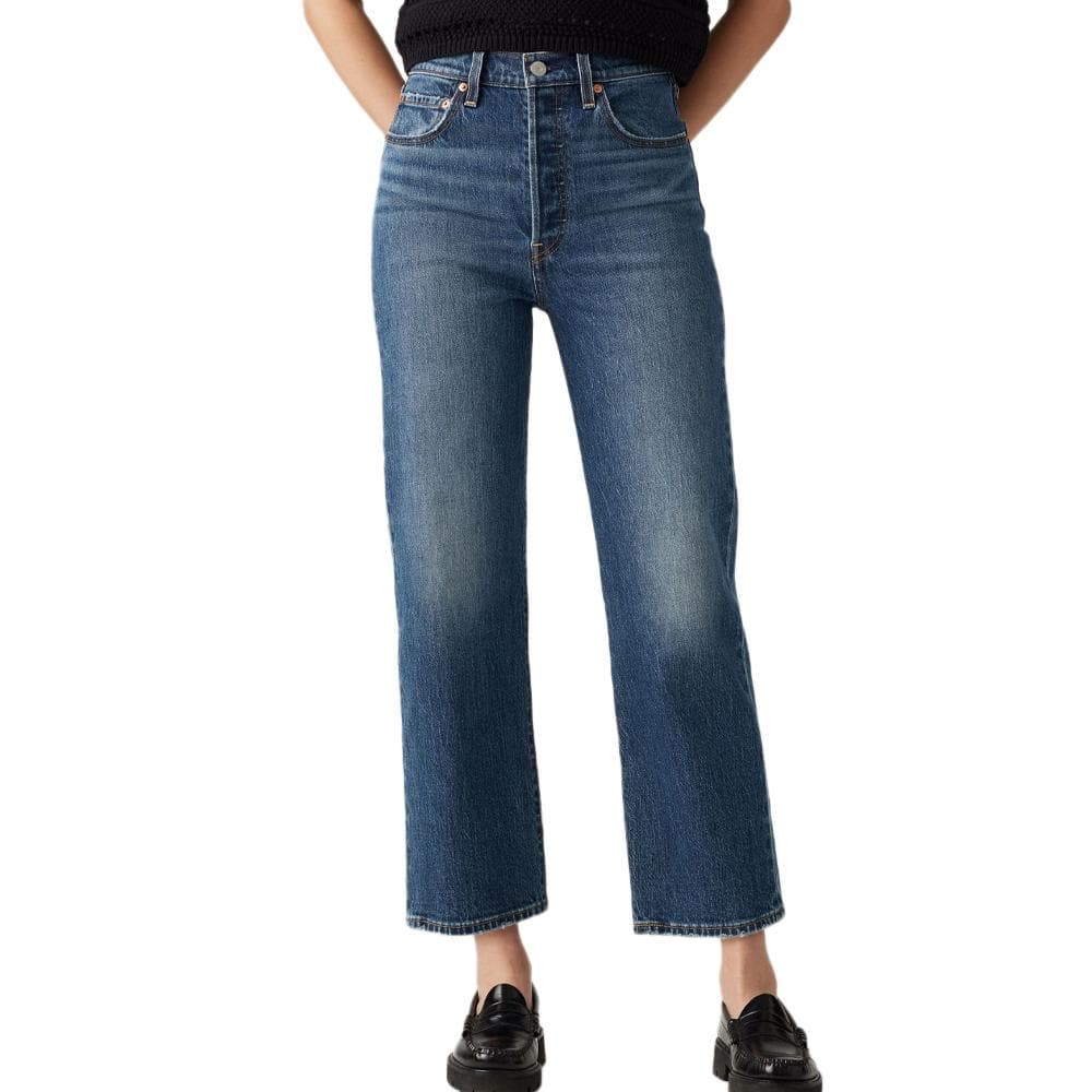 Jean Bleu Femme Levi's Ribcage Straight Ankle Dark In 1