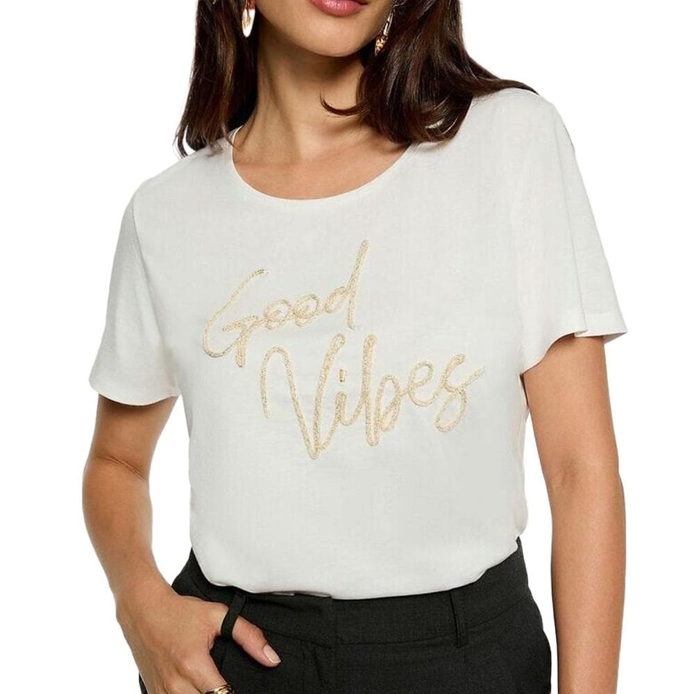 T-shirt Blanc/Doré Femme Morgan Sérigraphie 1