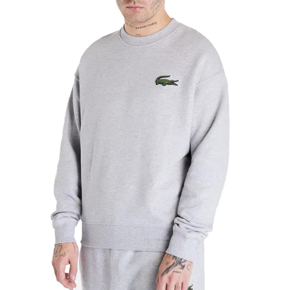 Sweat Gris Homme Lacoste loose fit avec badge crocodile 1