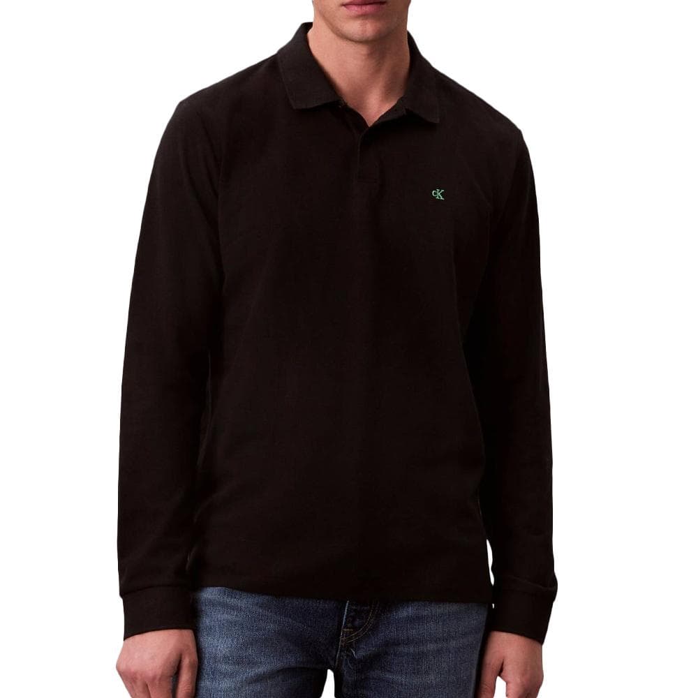 Polo Manches longues Noir Foncé Homme Calvin Klein Casual Pique 1