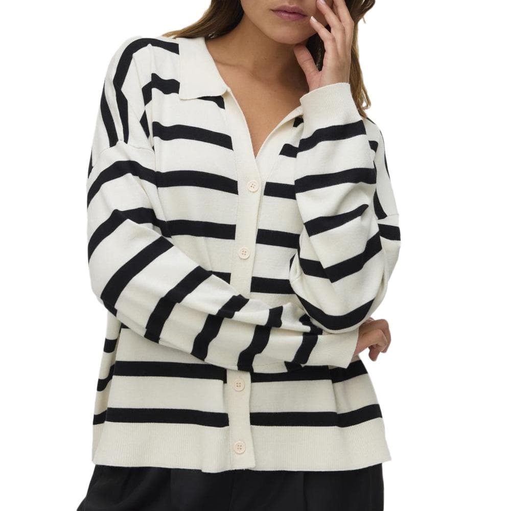 Pull Rayé Écru/Noir Femme Vero Moda Silla 1