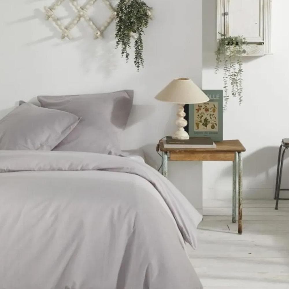 Parure de Lit unie en coton gris mastic Today 220x240 1