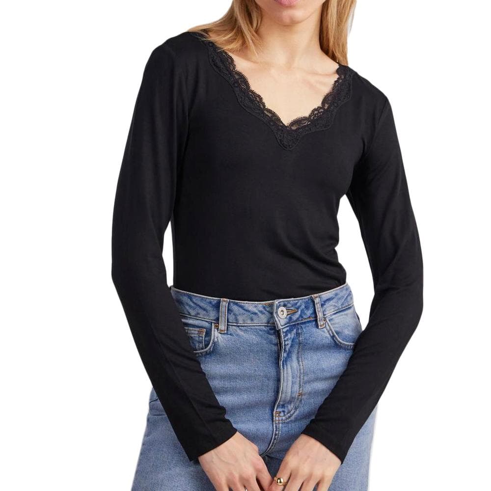 T-Shirt Noir Femme Pieces Pcbarbera 1