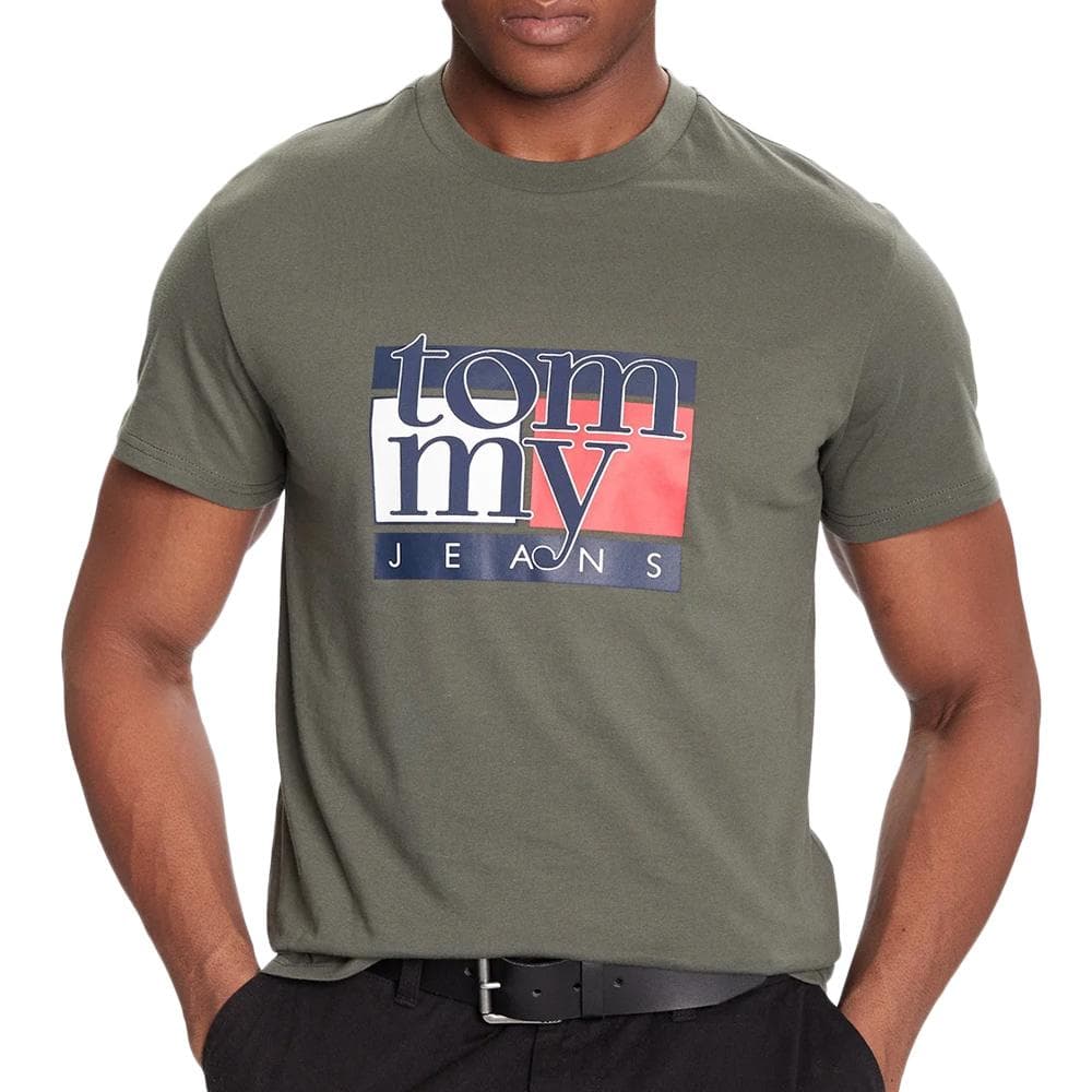 T-shirt Kaki Homme Tommy Hilfiger Flag 1