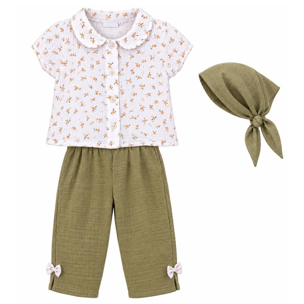 Ensemble Blanc/Kaki Fille P'tit Mome Iris 1