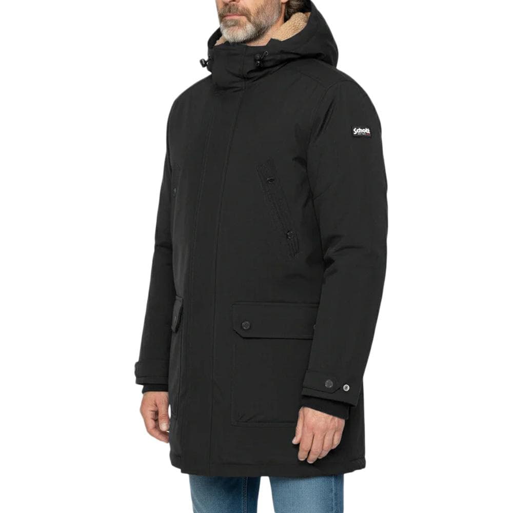 Parkas Noir Homme Schott Parka Fixe Doublee Sherpa 1