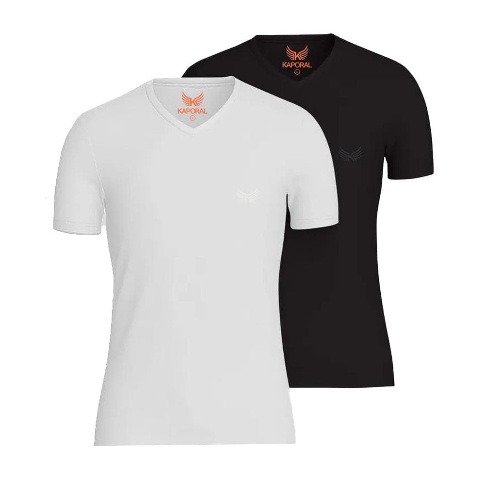 x2 T-Shirt Noir/Blanc Homme Kaporal JIFT 1