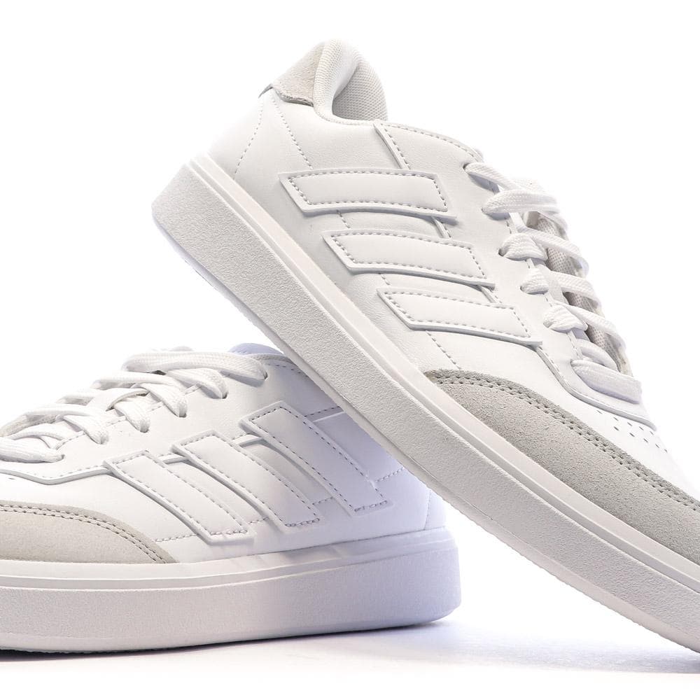 Baskets Blanc/Beige Enfant Adidas Courtblock 7
