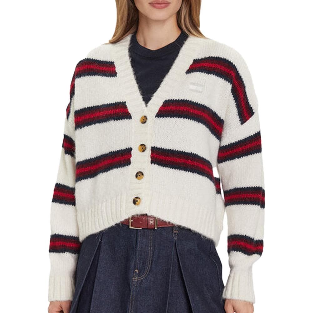 Gilet Ecru à Rayures Femme Tommy Hilfiger Tjw Badge Stripe 1