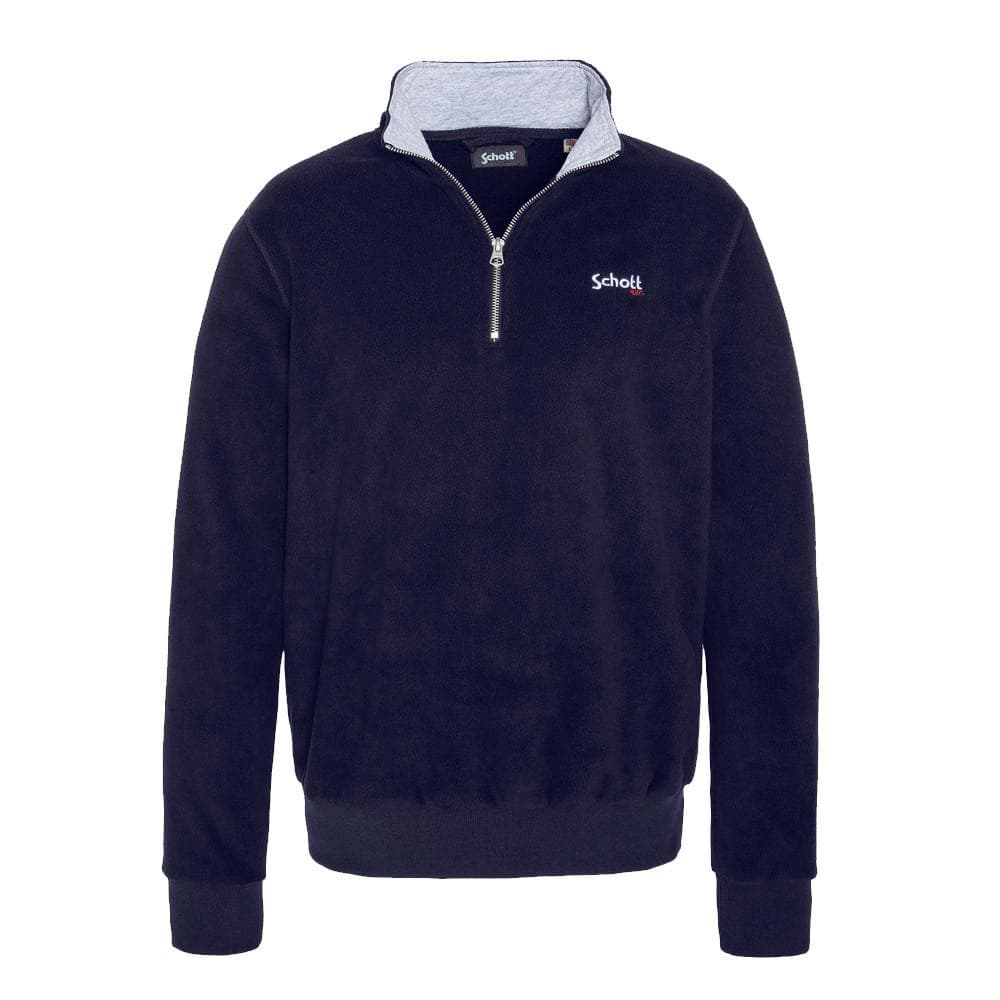 Sweat Polaire Marine Homme Schott Half Zipped 1