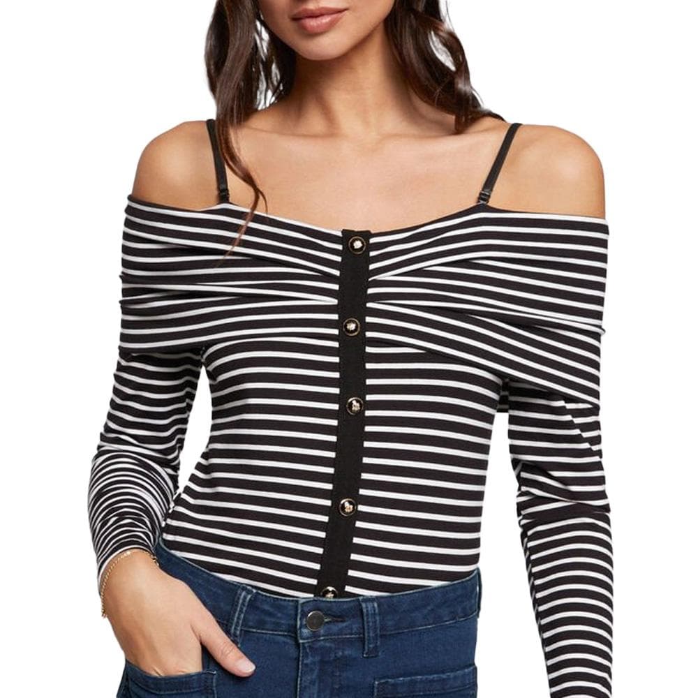 T-Shirt Manches Longues Noire/Blanche Femme Morgan TROPEZ 1