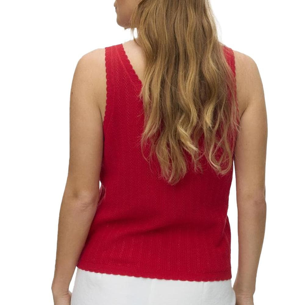 T-Shirt Rouge Femme Vero Moda Pointelle 2