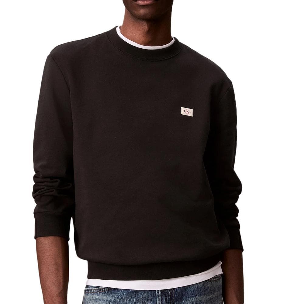 Sweat Noir Homme Calvin Klein Jeans Badge Terry 1