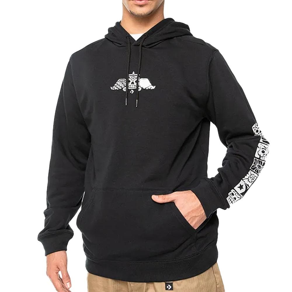 Sweat à Capuche Noir Homme Converse Dotd Graphic 1
