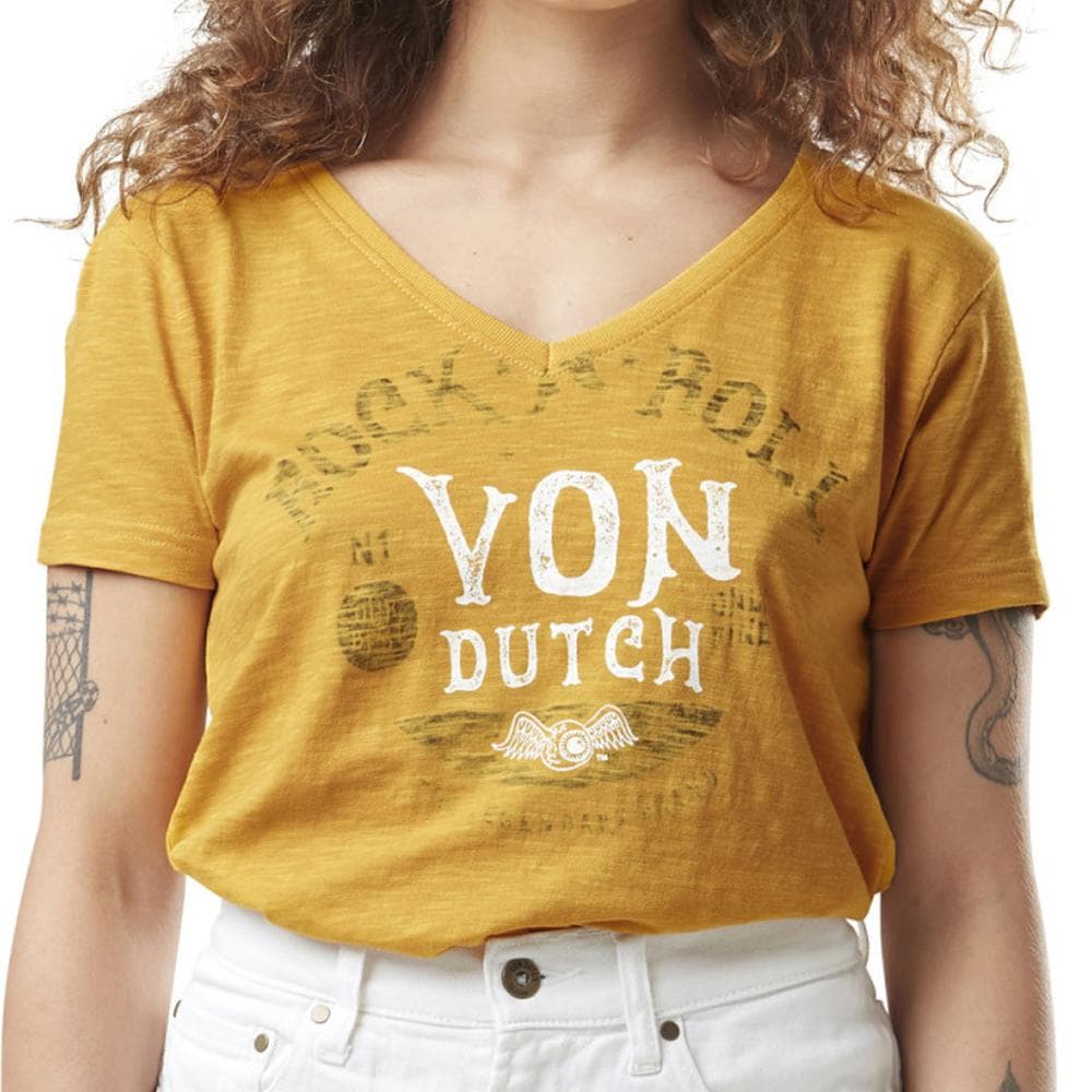 T-shirt Jaune Femme Von Dutch Vintage 1