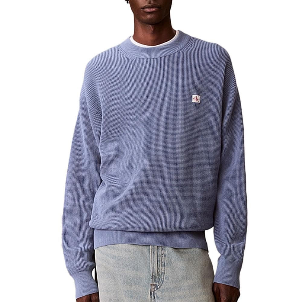 Pull Bleu Clair Homme Calvin Klein Jeans Waffle 1