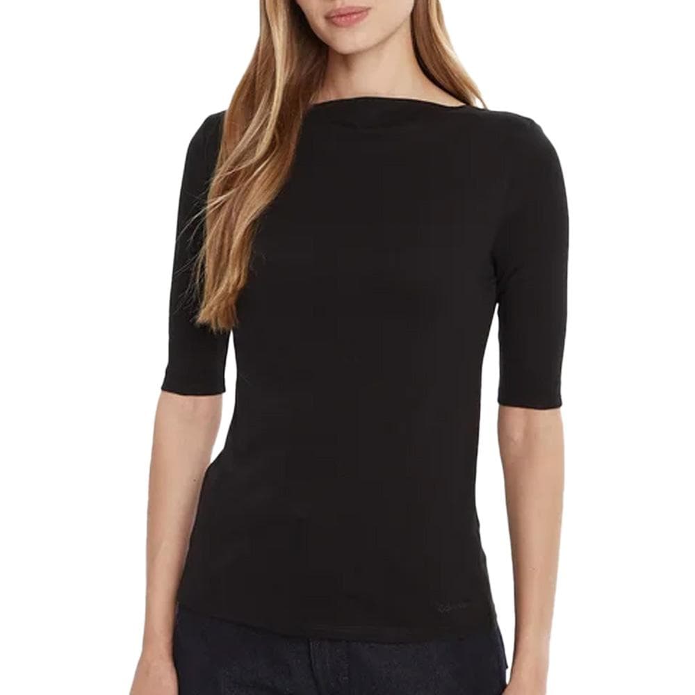 T-Shirt Noir Femme Calvin Klein Jeans Half Supima Boat 1