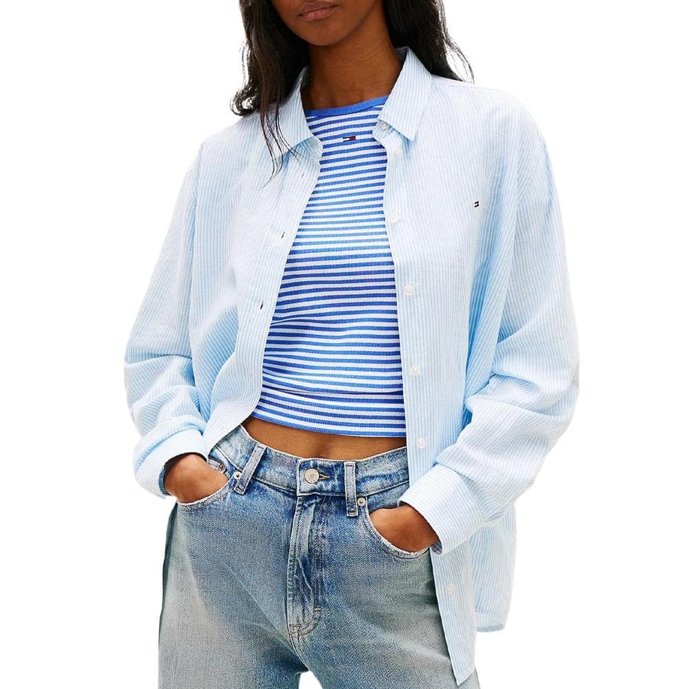 Chemise Blanc/Bleu Femme Tommy Hilfiger Tjw Rlx 1