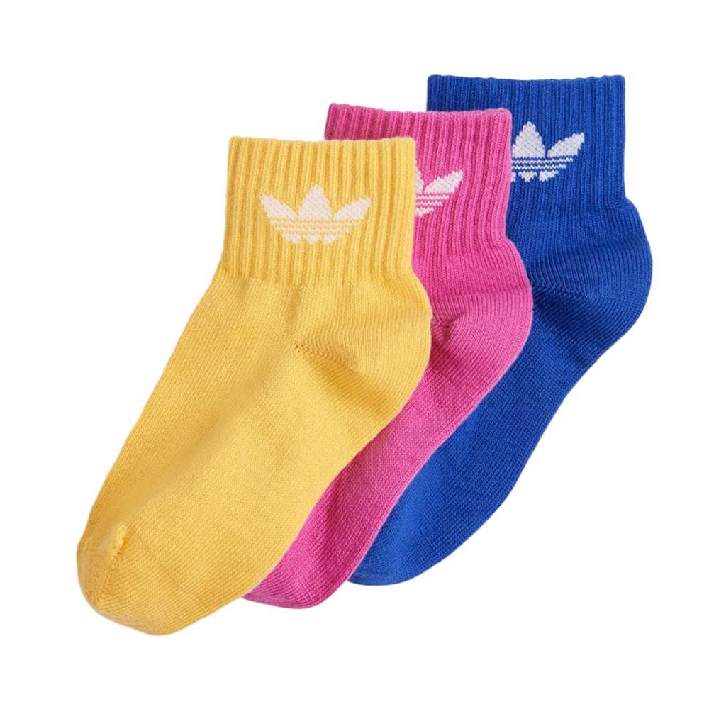 X3 Paires de Chaussettes Jaune/Rose/Bleu enfant Adidas Kids Ankle 1
