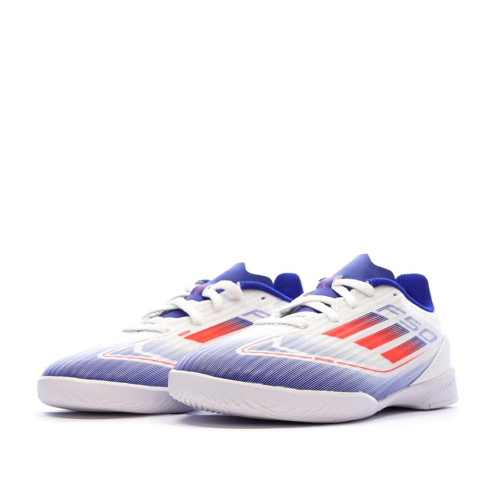 Chaussures de futsal Blanches/Bleu Garçon Adidas F50 League 6