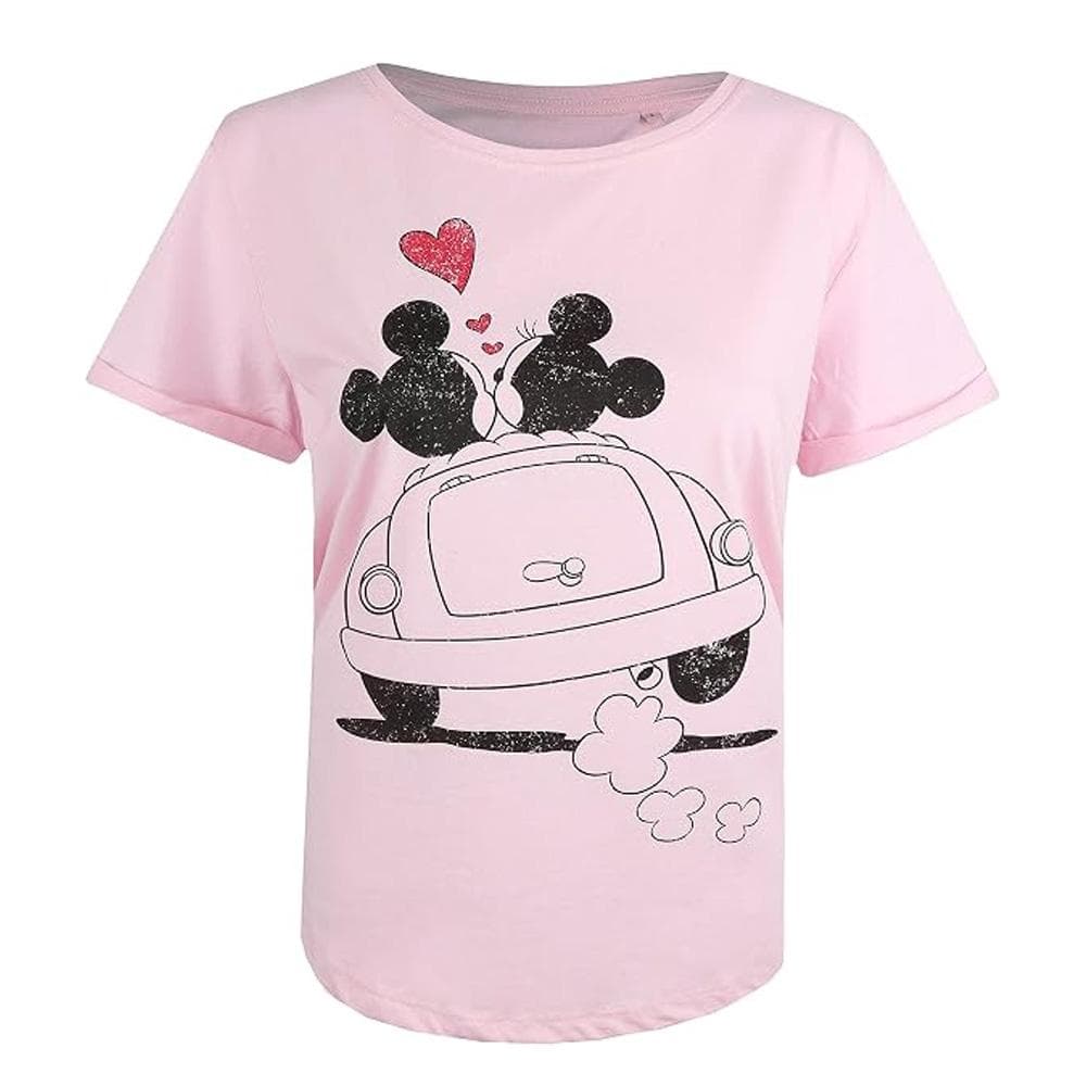 T-Shirt Rose Femme Disney Mickey & Minnie Hearts 2
