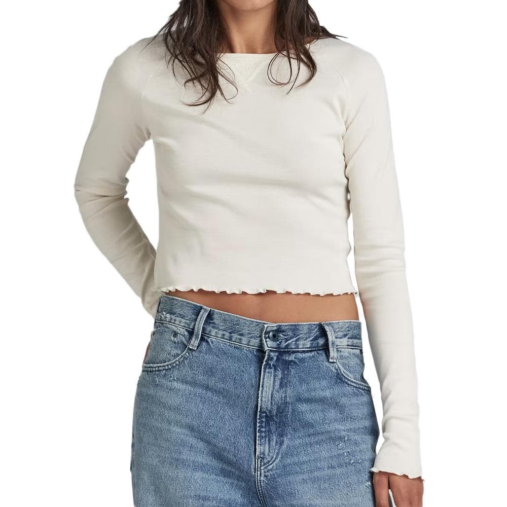 T-shirt Manches longues Blanc Femme G-Star Cropped Baby Sis Raglan 1