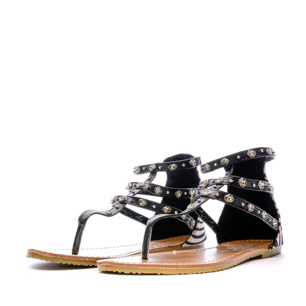 Sandales Noir/Zèbre Femme Beppi 6