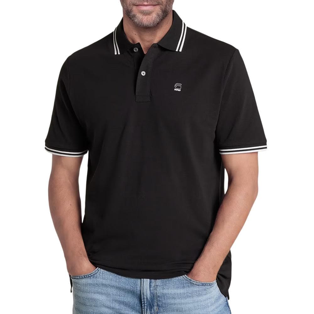 Polo Noir Homme G-Star RAW Striped Collar 1