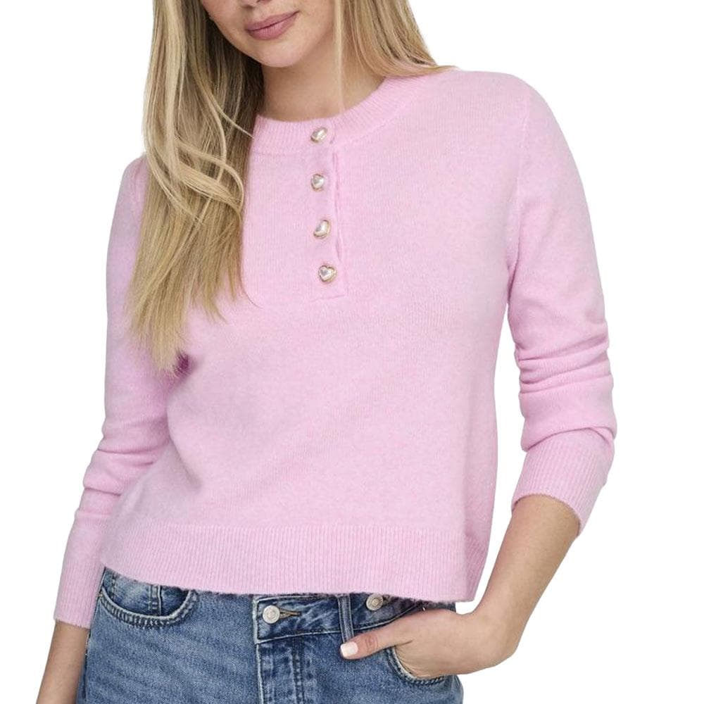 Pull Rose Femme Only Half Button 1