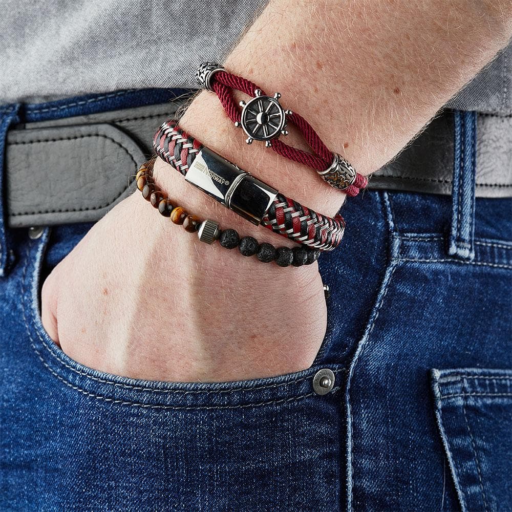Bracelet Perles Noir/Marron Homme Geographical Norway 315049 2