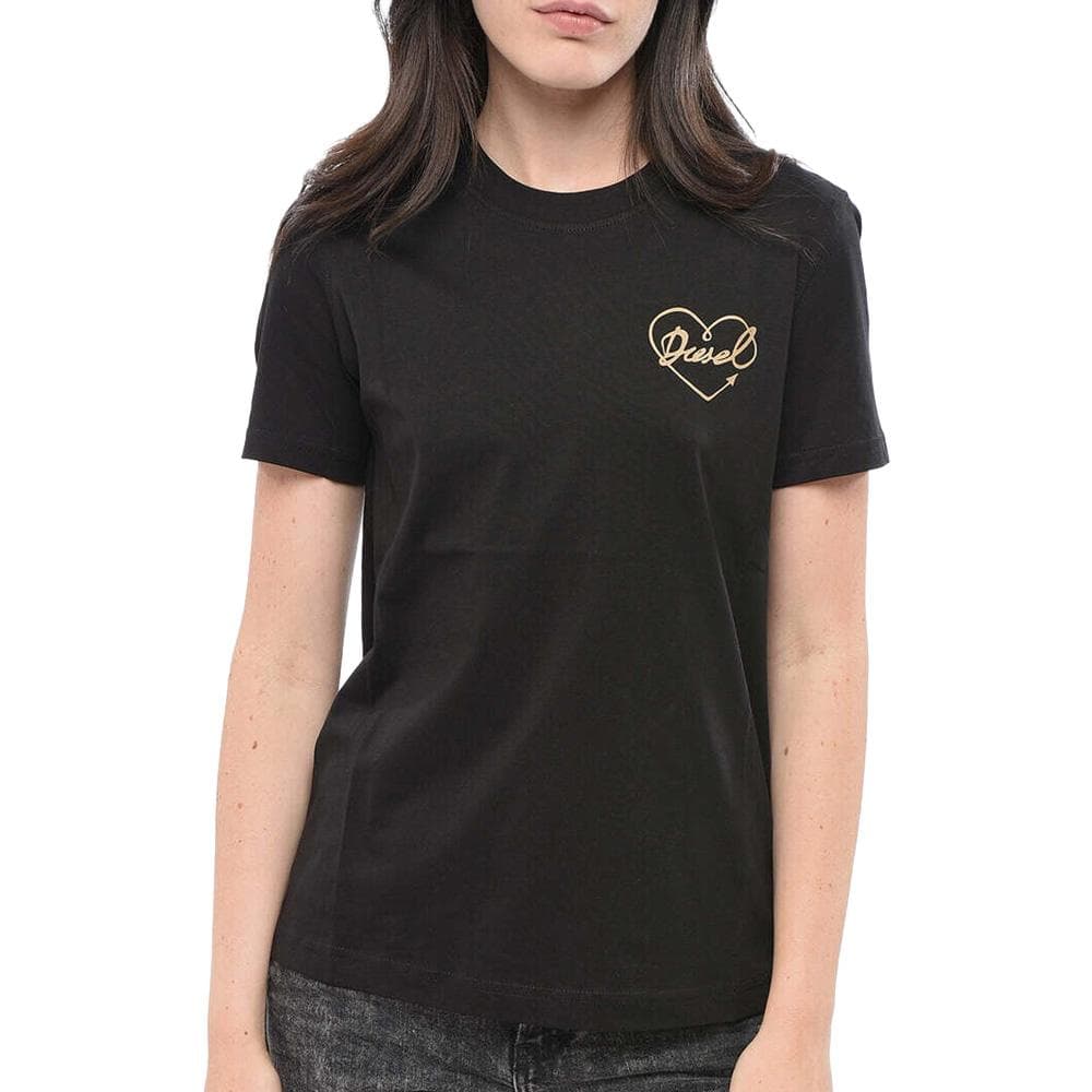 T-Shirt Noir Femme Diesel T-reg 53-d Maglietta 1