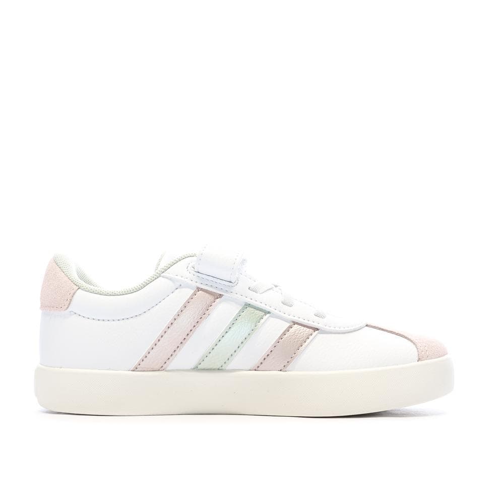 Baskets Blanches/Roses Fille Adidas Vl Court 2