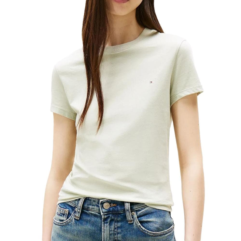 T-shirt Vert Clair Femme Tommy Hilfiger Slim Linear DW0DW21164 1