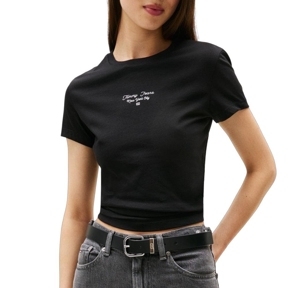 T-Shirt Slim Noir Femme Tommy Hilfiger Logo 1