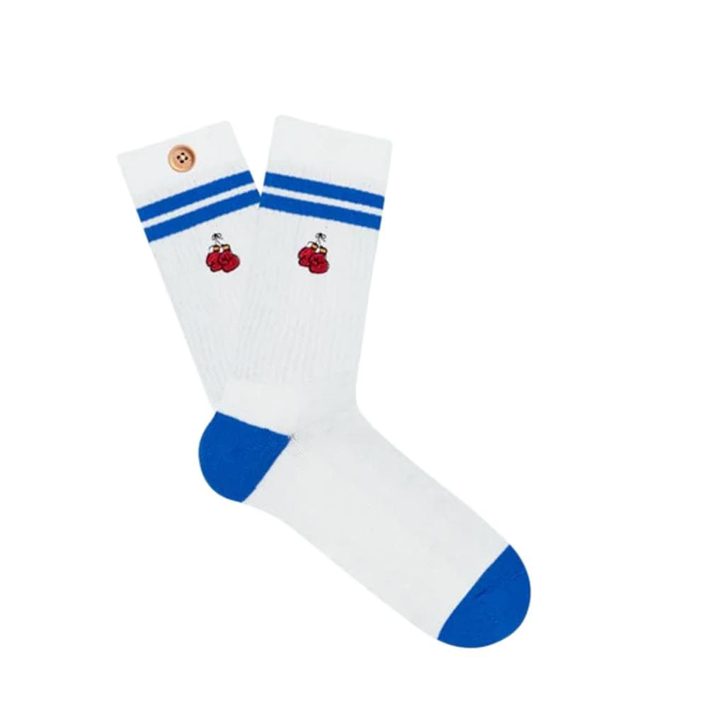 Paire de Chaussettes Blanche/Bleu Homme Cabaia Hugo 1