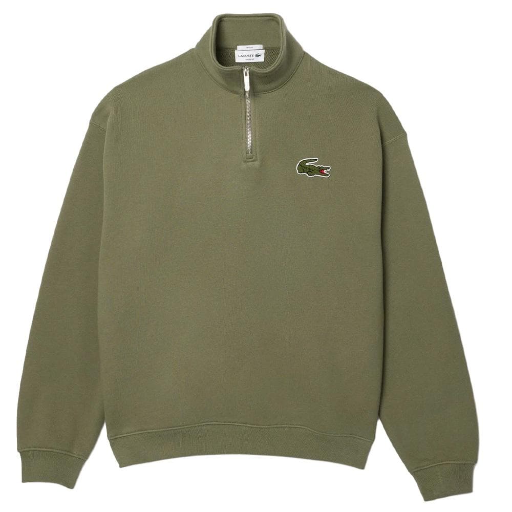 Sweat Loose Kaki Femme Lacoste Half-zip 1