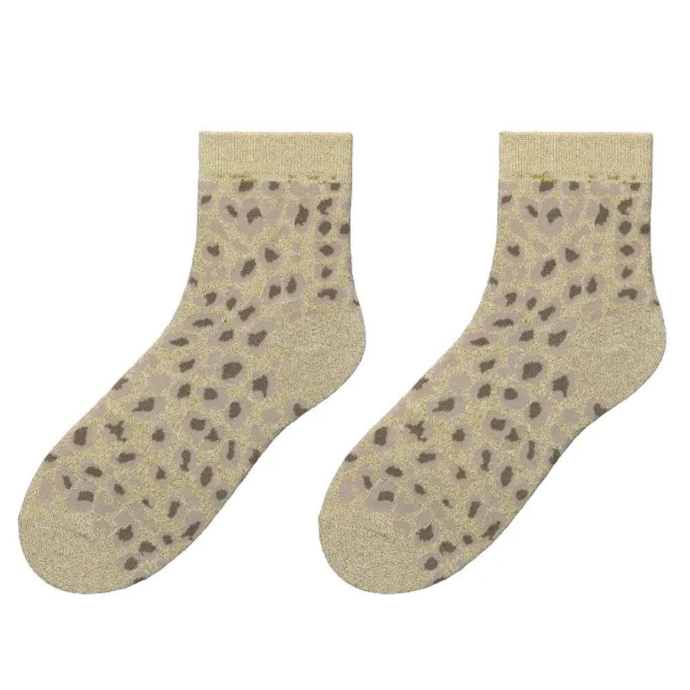 Chaussettes Beige Femme Stella Green Leopard 1