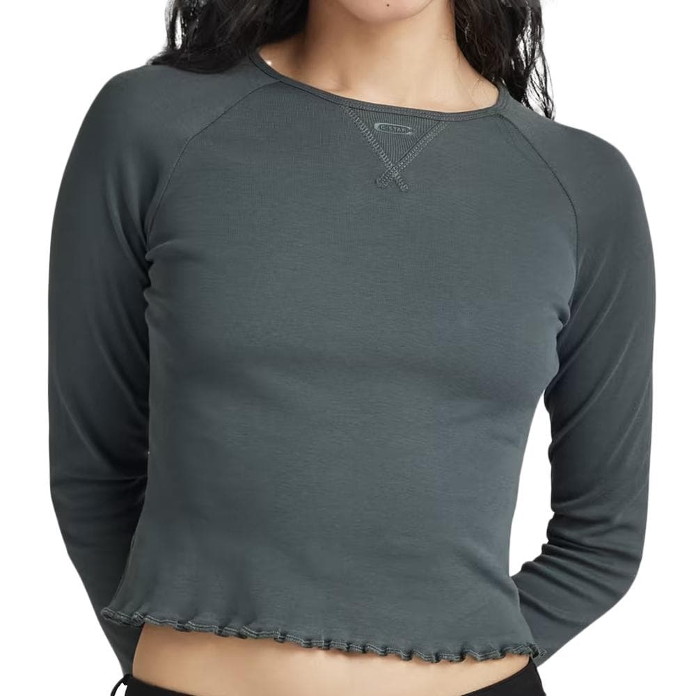 T-shirt Manches longues Vert Foncé Femme G-Star Cropped Baby Sis Raglan 1