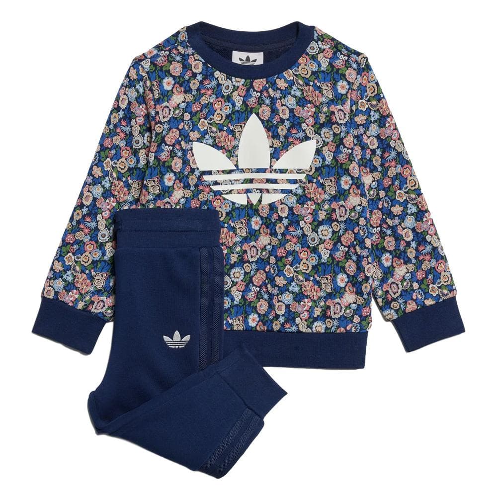 Survêtement Marine à Fleurs Fille Adidas Crew 1