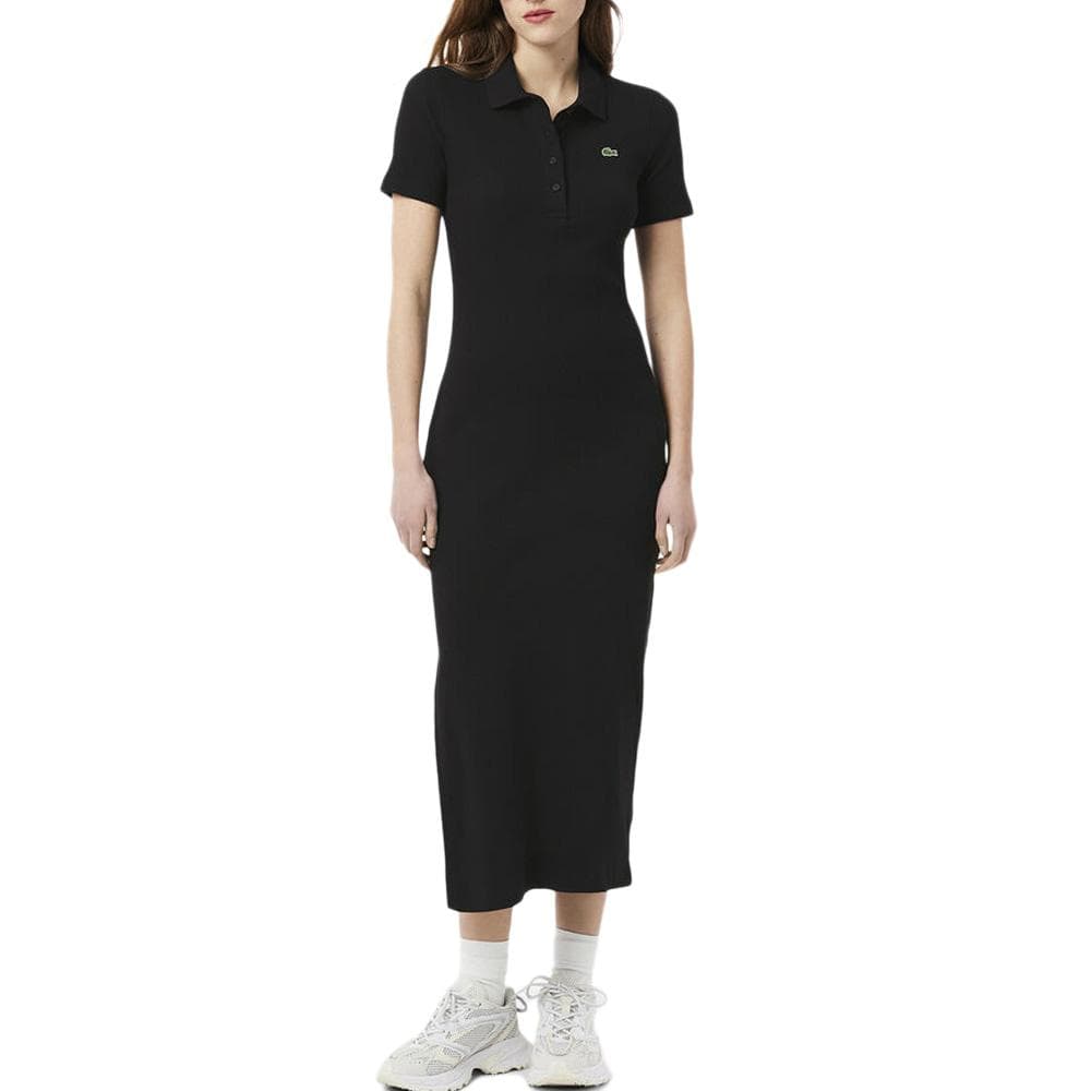 Robe Noir Femme Lacoste Longue Ribbed 1