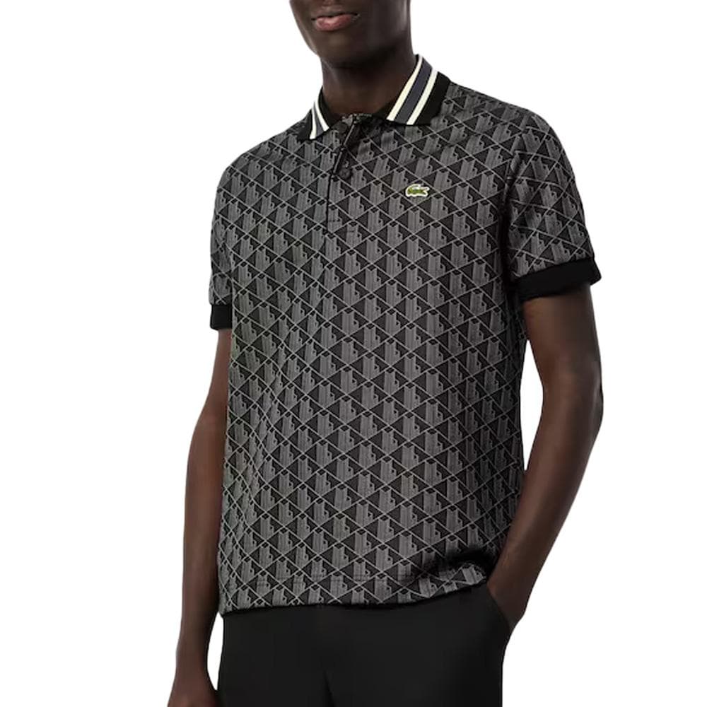 Polo Noir Homme Lacoste Classic Monogram Jacquard 1